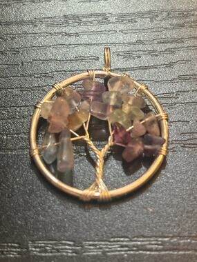 Amethyst Tree of Life Pendant Silver Tone